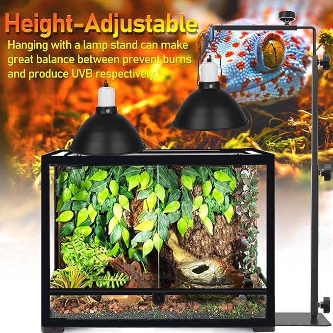 Reptile Reflector Dome Lamp Fixture, 8.5 inch Deep Polished Aluminum UVB Light Fixture for Reptile Glass Terrariums fit UVB UVA Bulb, Basking Heat Bulb, Ceramic Heat Emitter