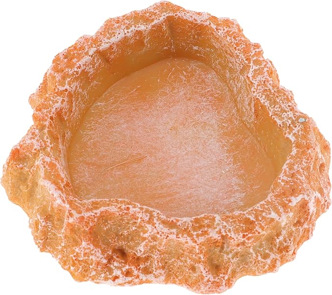 Reptile Food Dish, Resin Lizard Reptile Food Dish, Turtle Water Bowl, Terrarium Feeding Bowl Accessory for Lizard Tortoise Snakes Gecko, Orange, 3.54"x3.54"x0.98"