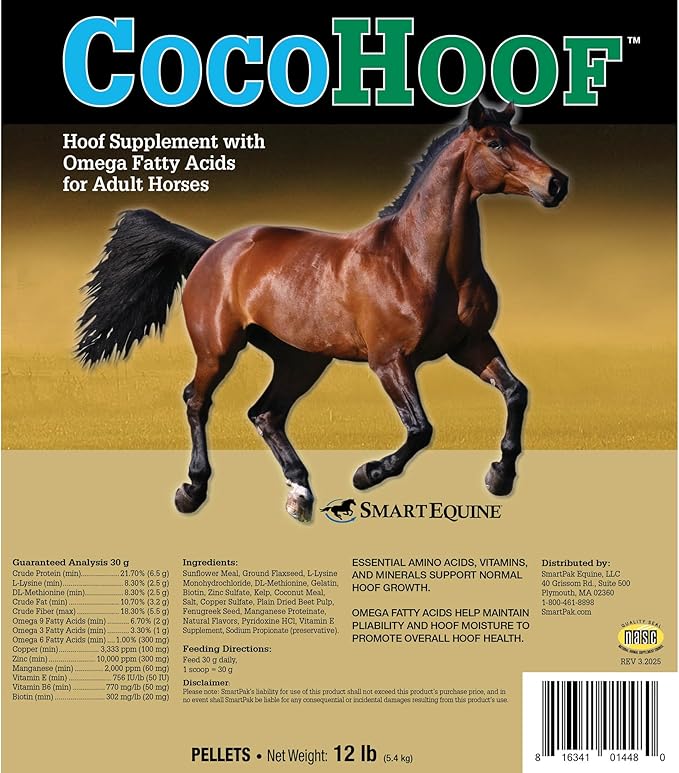 SmartEquine CocoHoof | Hoof Supplements for Horses | Biotin for Horses Hooves | Horse Vitamins and Minerals Supplement | Provides Amino Acids, Fatty Acids and Vitamins | 12 LB