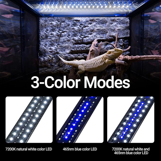 Dimming LED UVB Reptile Light, 24“ LED Reptile Light Bar with Brightness Adjustment & 3 Light Modes, UVB 10