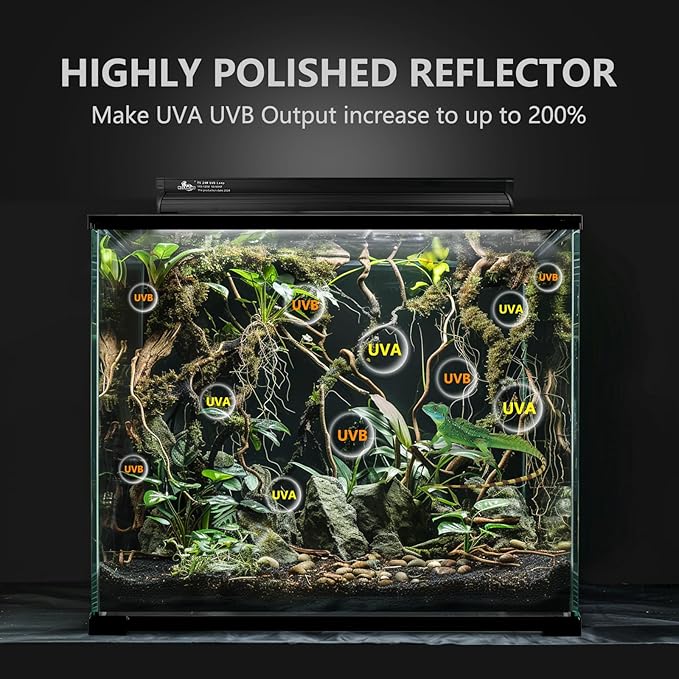 T5 UVB Lighting Combo Kit for Reptiles,8W Light Fixture with Desert 5.0 T5 UVB Light Bulbs Terrarium Hood Heat Lamp for Breaded Dragon,Turtle,Frog,Lizard,Tortoise,Gecko,Snake