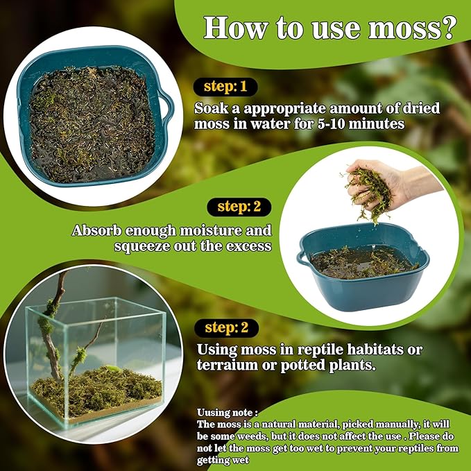 Sphagnum Moss for Reptiles - 5.5 OZ Reptile Peat Moss Terrarium Bedding Reptiles Lizard Substrate for Reptile Tank, Snake, Leopard Gecko, Ball Python, Crested Gecko, Turtle, Frog, Hamster