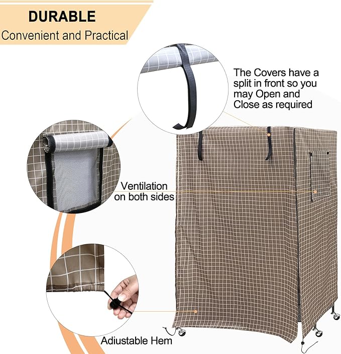 Ymiko Birdcage Cover Universal Windproof Cage Cover with Side Window Light Blocking for Large Bird Cages Hamster Cages Cat Cages Dog Cages (Brown)