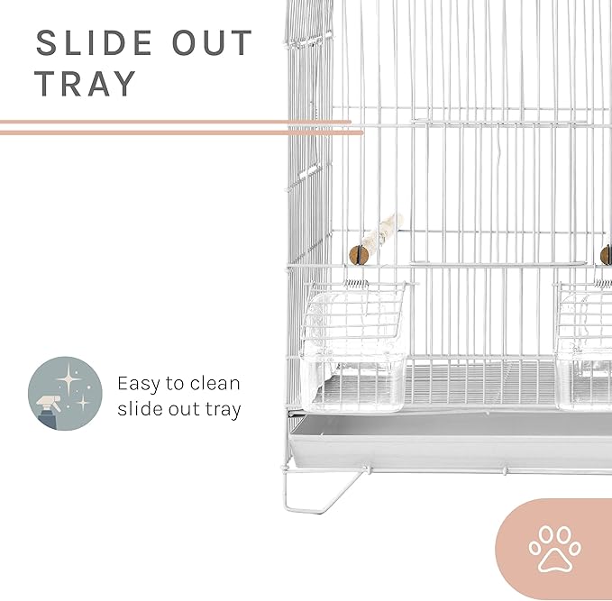 Sam's Pets Willow 24" Bird Cage, White - Premium Iron, Spacious, Easy-to-Clean, 4-6 Birds, Ideal for Cockatiels, Parrots, Budgies