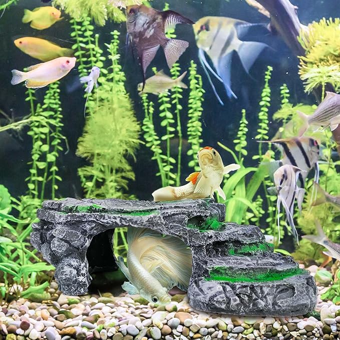 Turtle Basking Platform Turtle Tank Decoration for Aquariums & Terrarium, Turtle, Lizard, Reptile Habitat Hideout (Black)