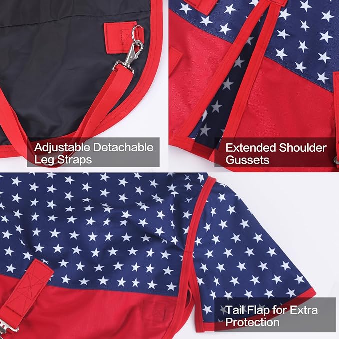 Mini Horse/Pony/Foal/Miniature Size 36"-51" Lightweight Waterproof & Breathable 1200 Denier Turnout Blanket with No Filling Star 42"