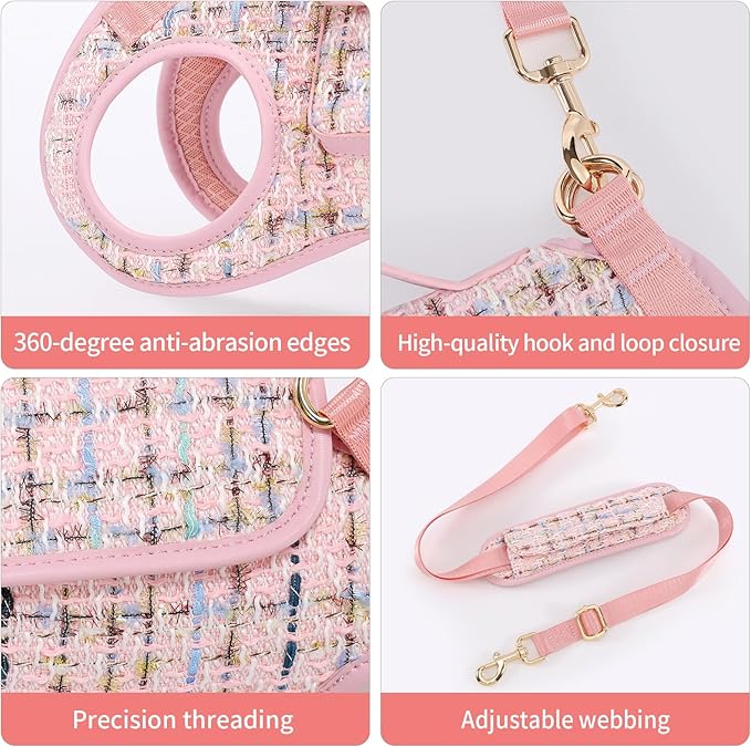 Dog Lift Harness Dog Carrier Dog VES Harness Adjustable Dog Leash with Small Puppy Treat Bag（Pink,L）