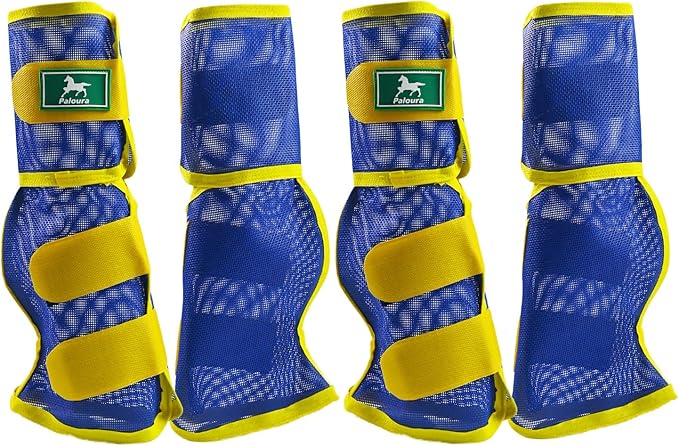 Fly Boots for Horses Set of 4 – Breathable Mesh Leg Protection for Summer with Ventilated Design & All-Day Comfort （Blue，Large