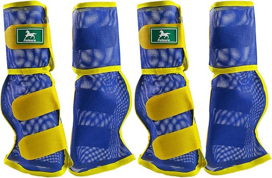 Fly Boots for Horses Set of 4 – Breathable Mesh Leg Protection for Summer with Ventilated Design & All-Day Comfort （Blue，Large