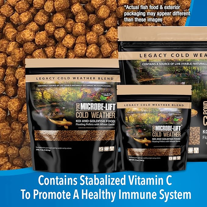 MICROBE-LIFT MLLWGMD Cold Weather Floating Fish Food Pellets with Wheat Germ for Ponds, Water Gardens, and Fountains, for Live Goldfish and Koi, 2.25 Pounds