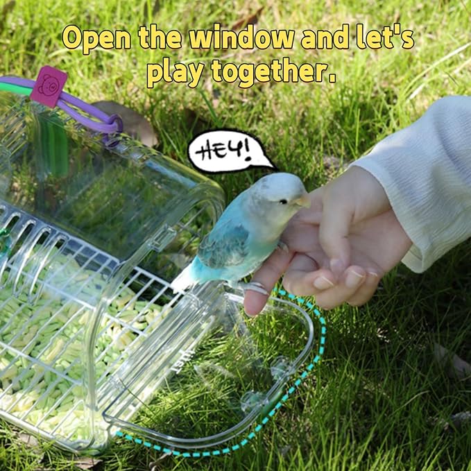 Portable Plastic Bird Cages，Travel Bird Cage,Lightweight Waterproof Ventilated Small Bird Cage,Outdoor Use Easy to Carry,for Small Birds, Budgies and Pet Birds (Green, A)