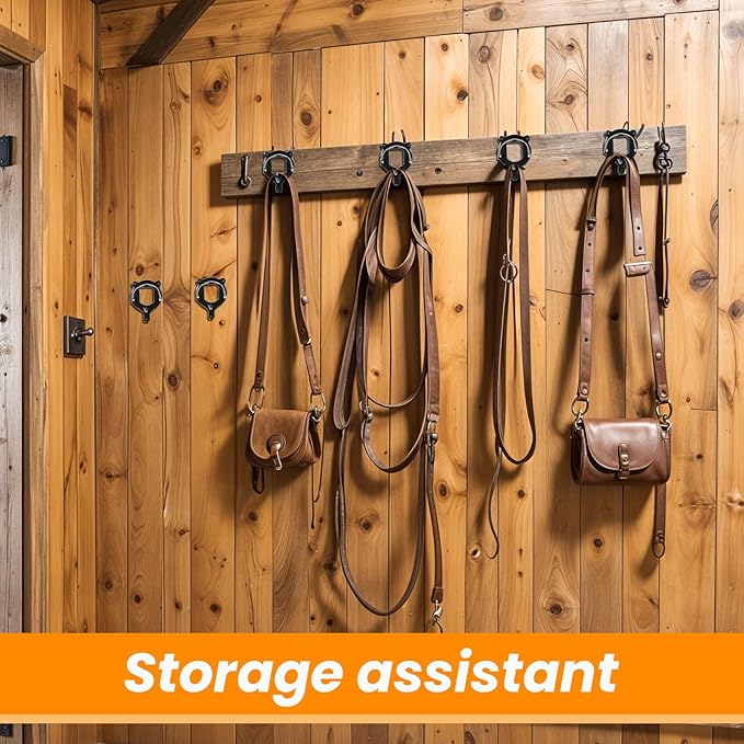 MAQUITA 6 Counts Horse Bridle Rack Bridle Bracket Bridle Hooks Horse Tack Storage Halter Hanger Metal Bridle Holder with Tubes and Screw for Horse Barn Supplies, Black