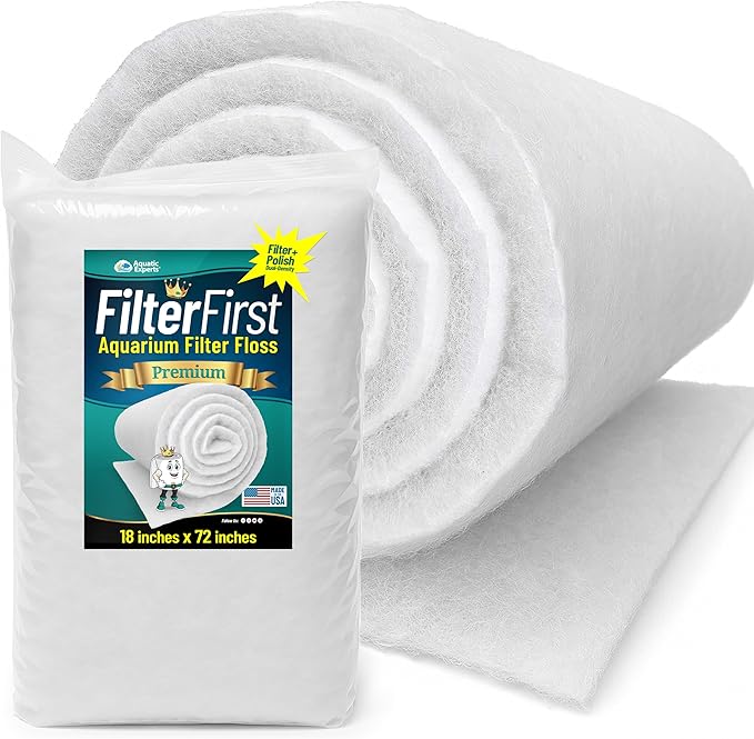 Aquatic Experts Aquarium Filter Floss for Fish Tank Filters - FilterFirst Aquarium Filter Pad - Media Roll for Crystal Clear Water, 3/4" - 1" Thick (18 Inch Wide, 72 Inch Long)