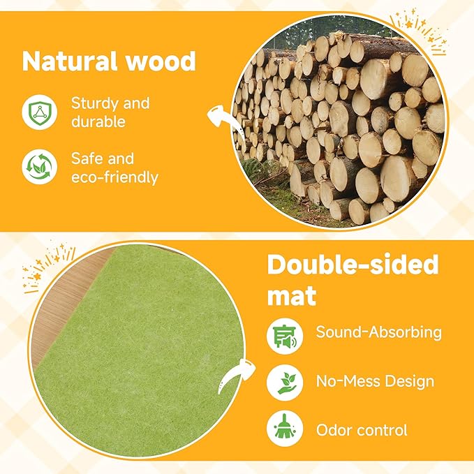 Wooden Guinea Pig Hideout Castle with Stairs,Small Animal Bed Hut Habitats Spacious 2-Level Detachable Small Pet House for Rabbits, Hamsters & Chinchillas Bunny (Green)