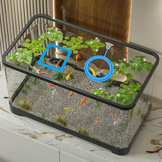 6Pcs Floating Plant Corral (A Tool Spoon is Included As a Gift.) Breathable and Light-Permeable Holes Can be Used in Aquariums 2Pcs Feeding Ring for Fish Tank Round and Square