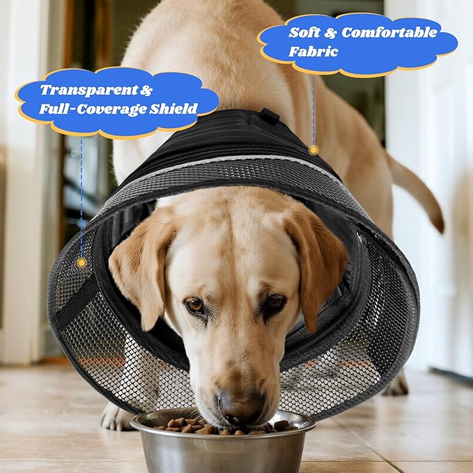 Inflatable Dog Cone for Dogs After Surgery,Soft Adjustable Elizabethan Collar for Small Dogs,2-in-1 Dog Cone with Detachable Shield,Anti-Anxiety Comfortable Pet E-Collar Prevents Licking Wounds(S)