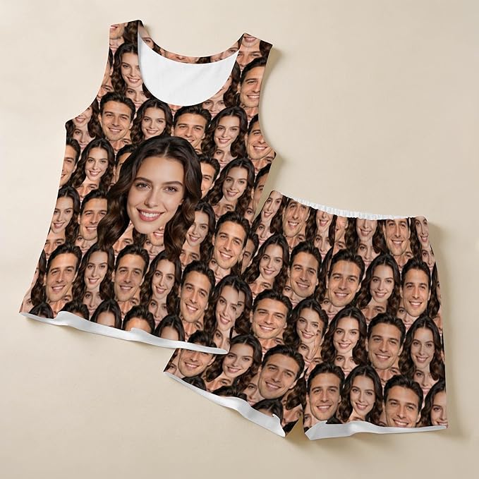 D-Story Personalized Pajamas with 1-8 Faces for Women Men, Custom Christmas Pjs, Pajamas Gifts For Family,Cat Mom,Dog Mom