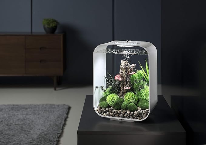 biOrb Life 15 Acrylic 4-Gallon Aquarium with White LED Lights Modern Compact Tank for Tabletop or Desktop Display, White