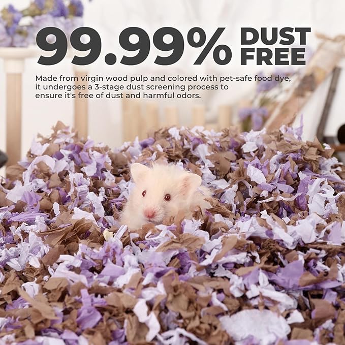 mini&moe Hamster Bedding 23 Liters: Dust-Free and Odor Control Moisture Absorbent Natural Paper Small Pet Bedding - for Guinea Pigs, Hamsters, Rabbits, and Small Animal