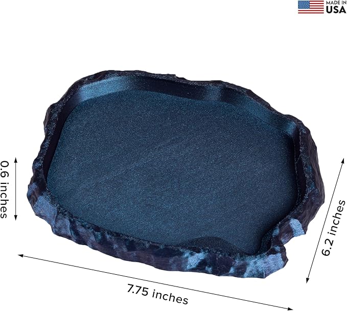 Gecko Cave Reptile Feeding Tray – Naturalistic Pet Dish for Lizards, Snakes, Bearded Dragons, Tortoises & Turtles - Burnt Titanium