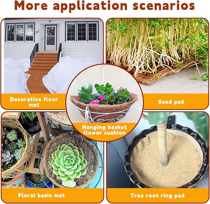 Hamiledyi 118x15.7in Reptile Carpet Coconut Fiber Substrate Large Coco Liner Roll Lizard Cage Mat Natural Coco Fiber Bedding for Bearded Dragon Turtles Iguana Tortoise Pad Garden Decoration