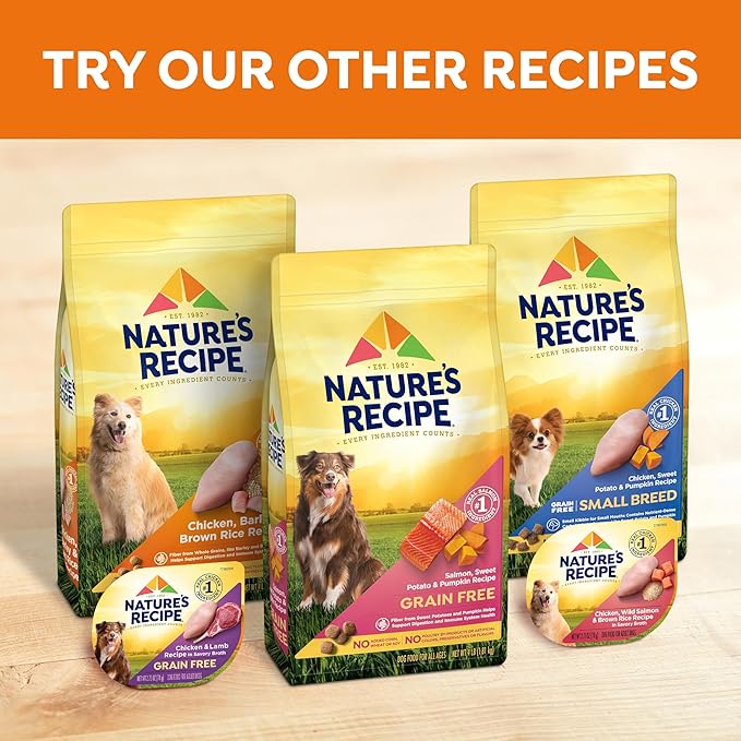 Nature's Recipe Dry Dog Food with Freeze Dried Chicken Bites, Chicken, Barley & Brown Rice Recipe 3.5 lb Bag (Pack of 4)