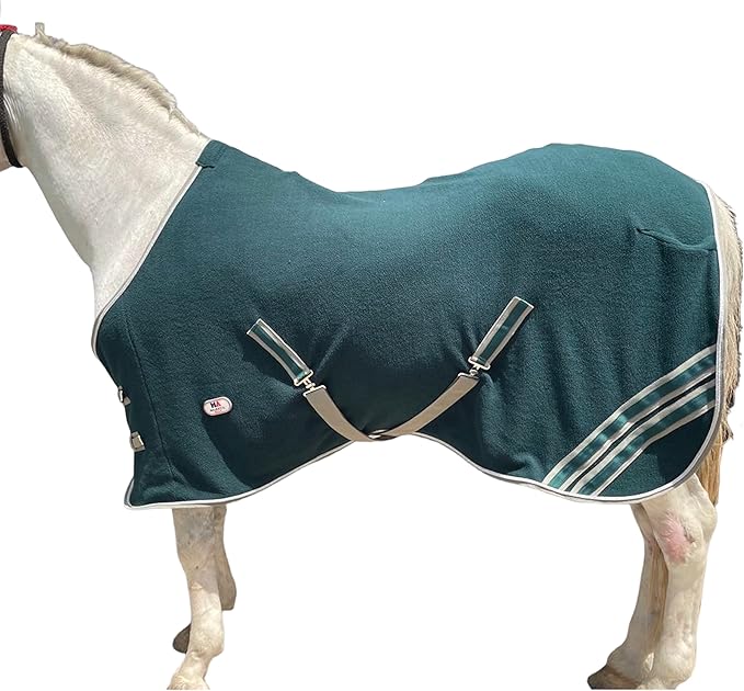 Majestic Ally Anti Pill Fleece Horse Blanket/Sheet with Silver Braided Rope (Hunter Green, 76)