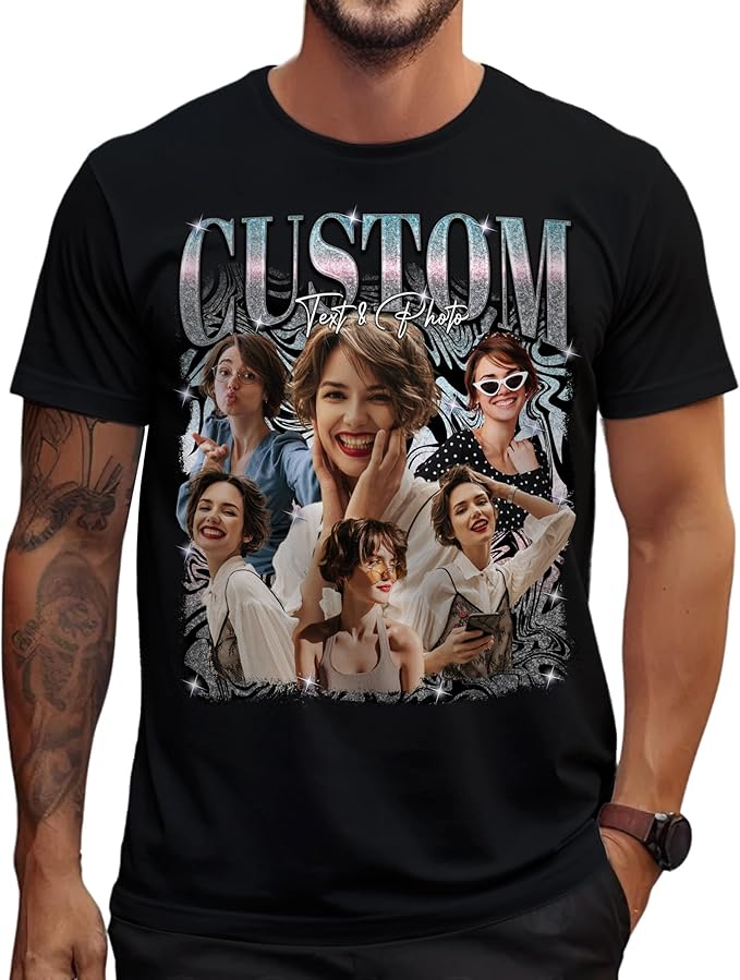 Custom Bootleg Rapper Graphic Tees Shirt – Retro 90s Vintage Style, Personalized Gift for Girlfriend, Birthday, Valentine