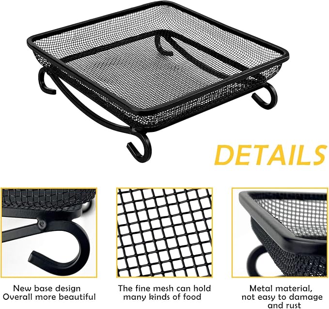 MIXXIDEA Ground Bird Feeder Tray, Metal Platform Mesh Seed Tray for Bird Feeders, Great Attracting Garden Yard Decoration for Wild Birds Squirrels Dove (1 Pack)