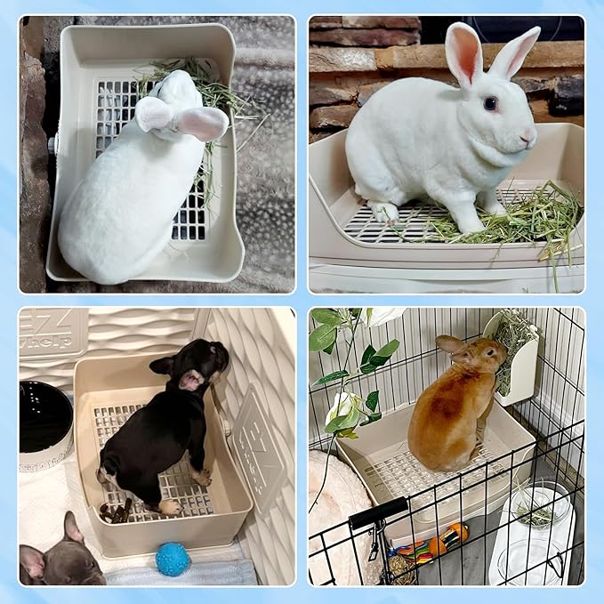 Large Rabbit Litter Box with Drawer Bunny Training Corner Litter Pan Ferret Bigger Pet Pan Bunnies Digging Box for Adult Hamster Guinea Pig Hedgehog Galesaur and Other Animals
