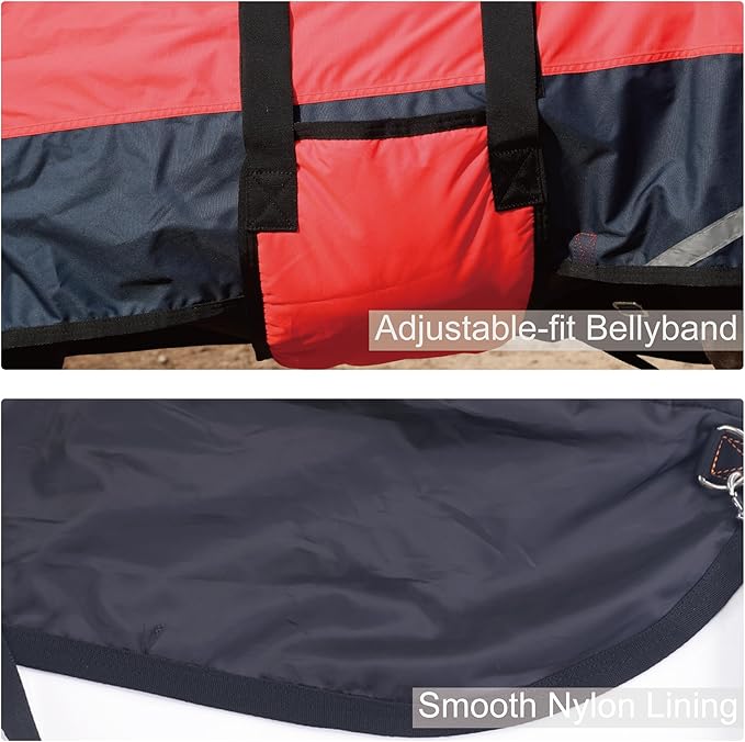 Foal/Mini Horse Size 30"-48" Waterproof & Breathable 300 Denier Winter Turnout Blanket with 150g Polyfill Fluorescencered Large