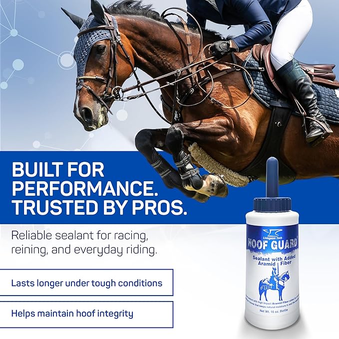 Fiber- Fortified Hoof Guard Sealant 16oz – Pro-Grade Formula Hoof Protector with Aramid for Stronger Hooves – Helps Fill Cracks & Lock in Moisture - Shields Against Thrush, UV Damage & Brittleness