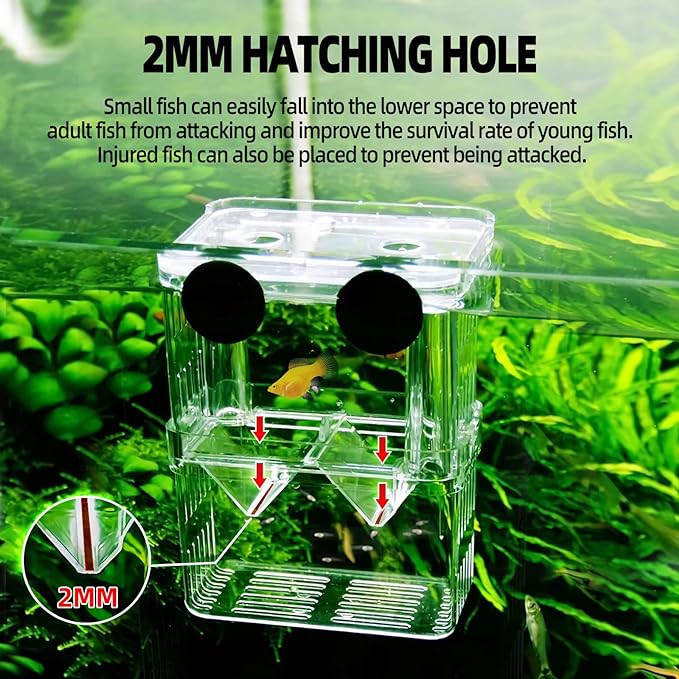 Breeding Box for Fish Tank, Aquarium Hatchery Incubator Breeder Box, Isolation Divider Hatching Boxes for Small Baby Fishes Shrimp Clownfish and Guppy