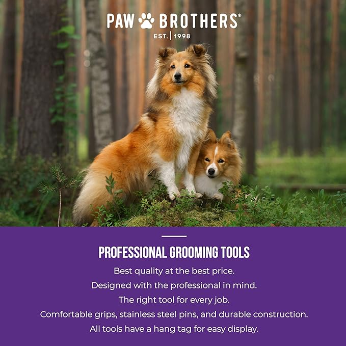 Ryan's Pet Supplies Paw Brothers Flat Slicker Brush for Dogs, Dog Brush for Long Haired Dogs, Professional Grade, Coated Tips, Gentle on Skin, Maximum Coverage, Large 4.5" x 2"