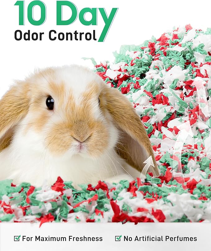 BUCATSTATE Hamster Bedding 70L, 99% Dust-Free Guinea Pig Bedding Odor Control Paper Bedding, Cozy Small Animal Bedding for Rabbit Rat Syrian Dwarf Hamsters Gerbils (Christmas Décor)