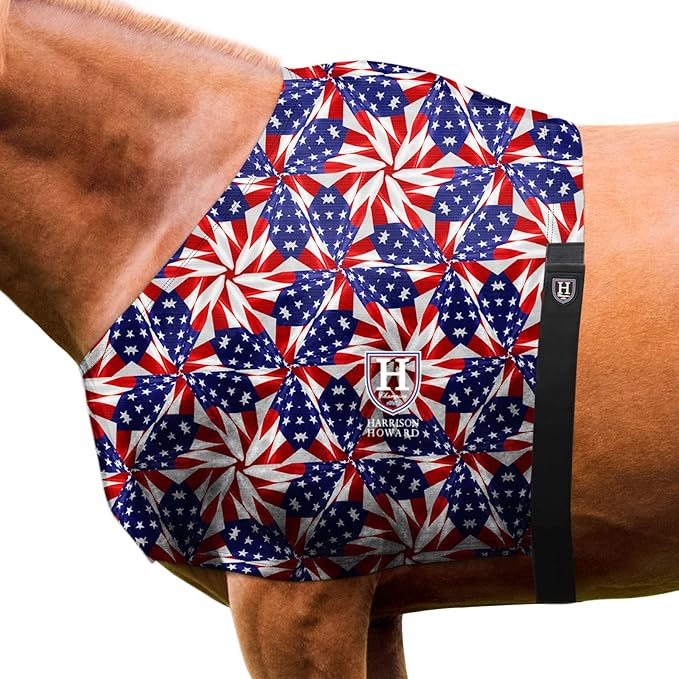 Harrison Howard Heat-Insulating Breathable Stretchy Shoulder Guard Anti Rub Bib for Horse US Flag Prism L