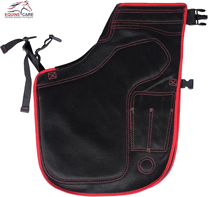 Equine Care Farrier Apron Chaps – Cowhide Leather & 500 GSM Canvas, EVA Padded Air-Mesh, Dual Magnetic, Adjustable Waist, Ergonomic Apron for Farriers, Blacksmiths & Hoof Trimming (25 inches (65 cm))