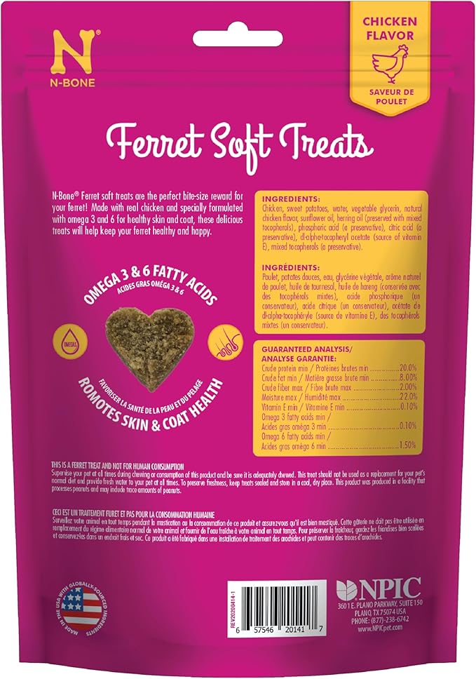 N-Bone 1 Pouch Ferret Soft Treats Chicken Flavor, 3 Oz (Pack of 2)