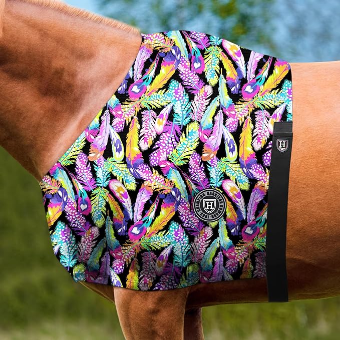 Harrison Howard Heat-Insulating Breathable Stretchy Shoulder Guard Anti Rub Bib for Horse Feather Hues L