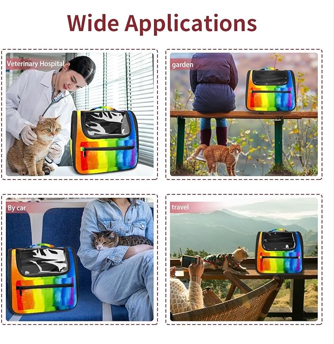 Rainbow Pet Travel Carrier Soft Sided Portable Bag for Cats, Small Dogs, Kittens or Puppies