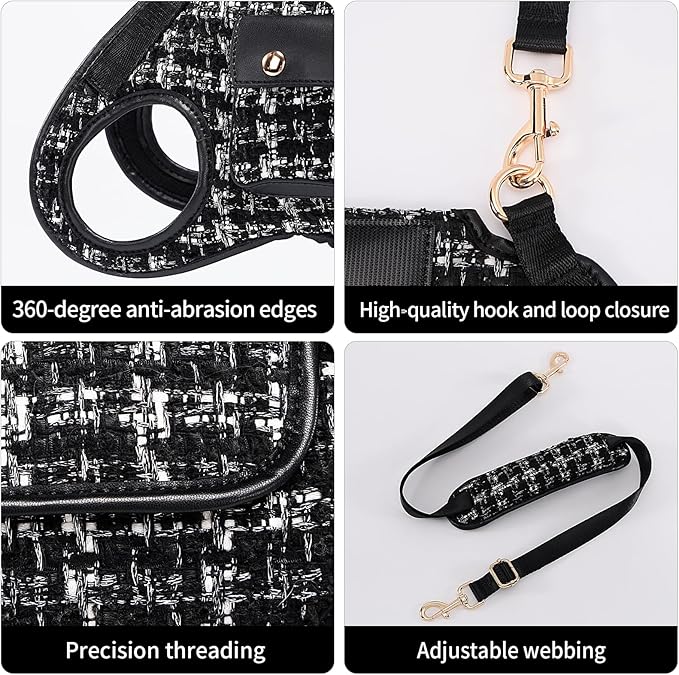 Dog Lift Harness Dog Carrier Dog VES Harness Adjustable Dog Leash with Small Puppy Treat Bag（Black,M）