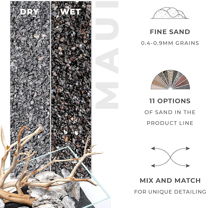 UNS Controsand - Maui, 8L - Natural Freshwater 0.4-0.9mm Black Sand for Aquascaping Planted Tanks - Aquarium, Terrarium, Paludarium Substrate for Betta, Shrimp, Fish, Jumping Spider, Turtle
