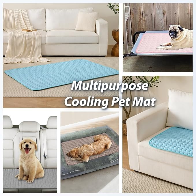 MICROCOSMOS Summer Cooling Mat & Sleeping Pad- Water Absorption Top, Materials Safe, Easy Carry, EZ Clean. Keep Cooling for Pets, Kids and Adults.(Dark Blue, 28" x 22")