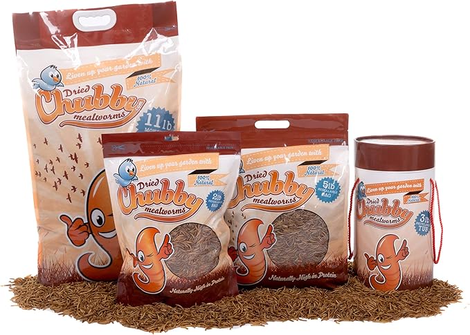 Chubby Mealworms Bulk Dried Mealworms for Wild Birds, Chickens etc. (2Lbs)