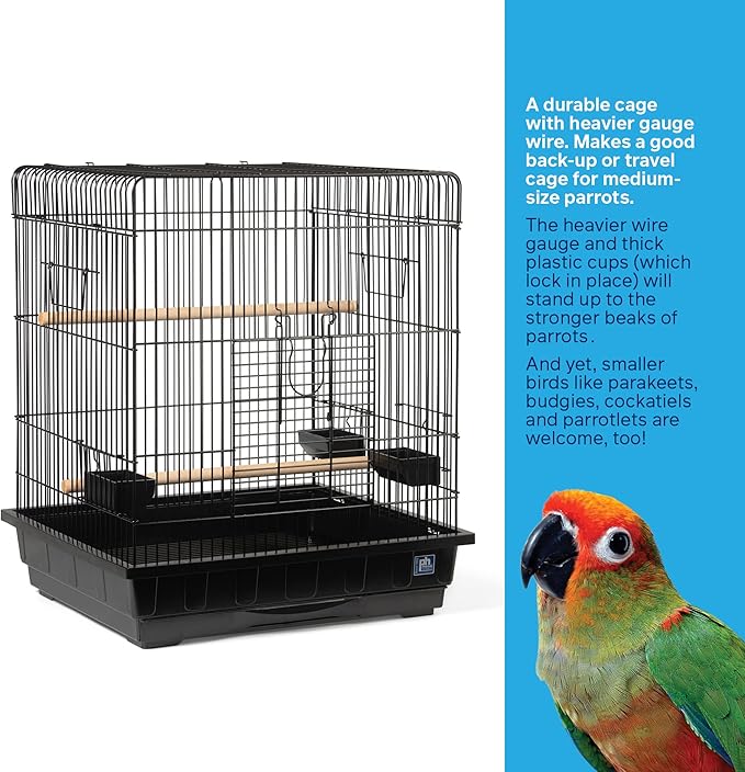Prevue Hendryx Square Roof Parrot Cage, Black (SP25217B/B)