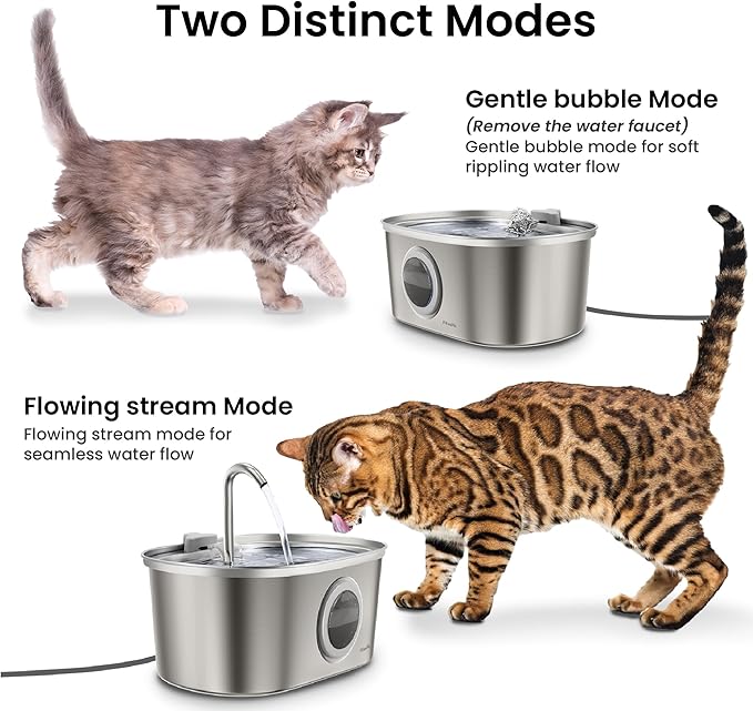 PawsPik SS-01 Stainless Steel Faucet-Design Cat Fountain, 108.2 oz.