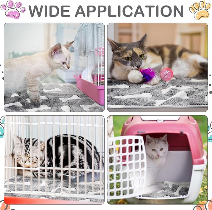 Reginary 4 Pcs Waterproof Guinea Pig Blankets Washable Small Animal Fleece Bedding Absorbent Guinea Pig Cage Liners Reusable Pet Pee Pad Sleep Mat for Hamster Ferret (Gray Bones,24 x 16 Inch)