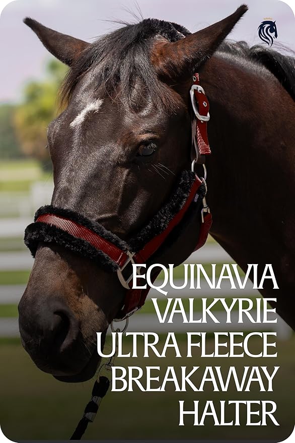 Equinavia Valkyrie Ultra Fleece Breakaway Horse Halter | Padded Fleece Adjustable Safety Halter with Nylon Webbing - Wine Red/Black - Warmblood