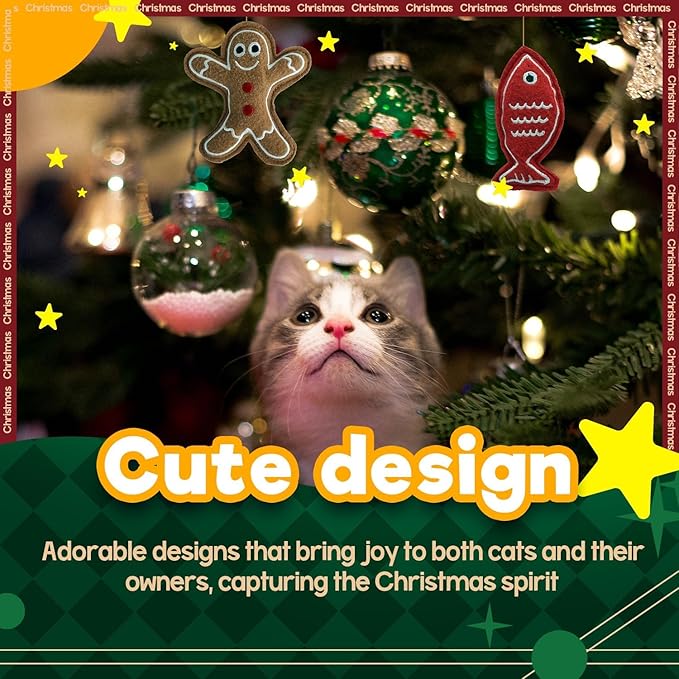 ALL FOR PAWS Christmas Cat Toys with Catnip, Bite-Resistant Teething Toy for Indoor Cats Exercise, Interactive Kitten Toys