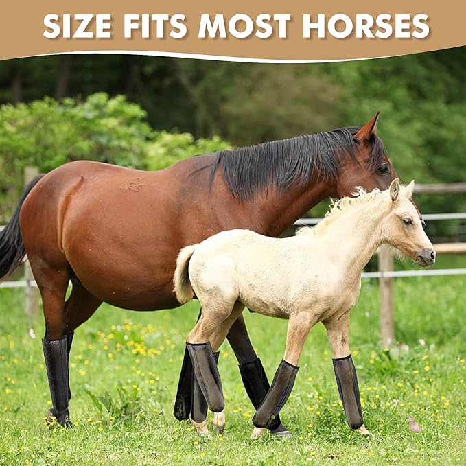 4 Sets Fly Boots Loose Fitting & Non-Slip Horse Fly Leggings No More Horsefly Nuisance Greatly Reduce Stomping Breathable with Natural Air Flow